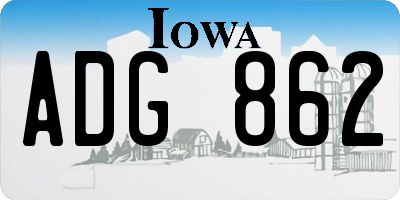 IA license plate ADG862
