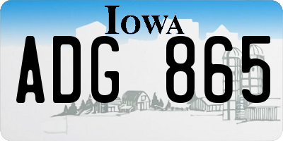 IA license plate ADG865