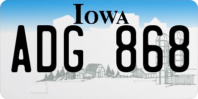 IA license plate ADG868
