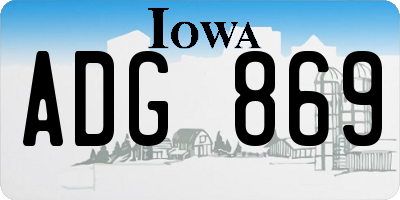 IA license plate ADG869