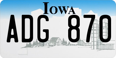 IA license plate ADG870