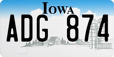 IA license plate ADG874
