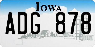 IA license plate ADG878