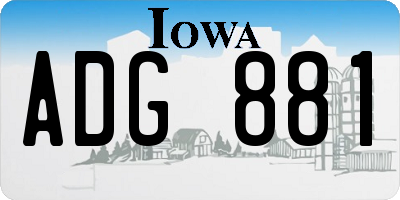 IA license plate ADG881