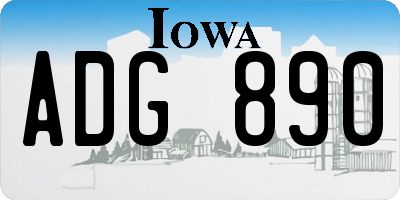 IA license plate ADG890
