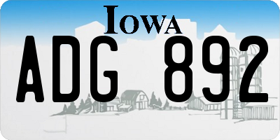 IA license plate ADG892