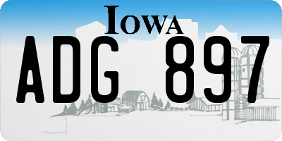 IA license plate ADG897