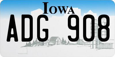 IA license plate ADG908