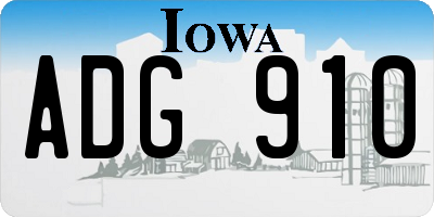 IA license plate ADG910