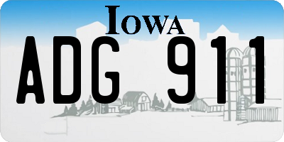IA license plate ADG911