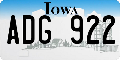 IA license plate ADG922