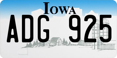 IA license plate ADG925