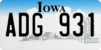 IA license plate ADG931