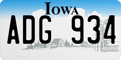 IA license plate ADG934