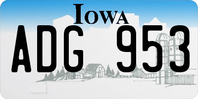 IA license plate ADG953