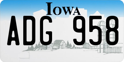IA license plate ADG958