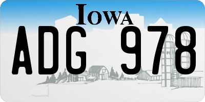IA license plate ADG978