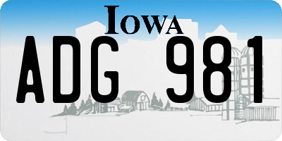 IA license plate ADG981