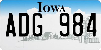 IA license plate ADG984