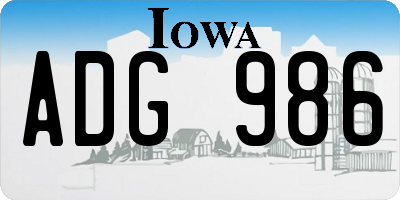 IA license plate ADG986