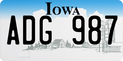 IA license plate ADG987