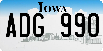 IA license plate ADG990