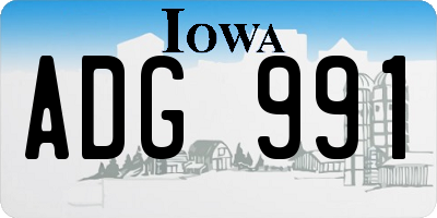 IA license plate ADG991