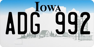 IA license plate ADG992