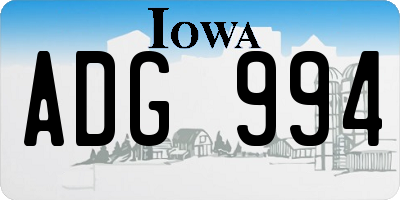 IA license plate ADG994