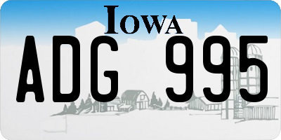 IA license plate ADG995