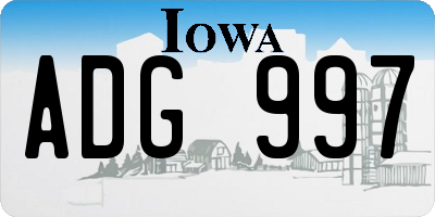 IA license plate ADG997