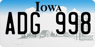 IA license plate ADG998
