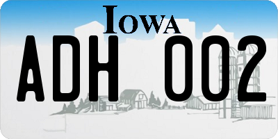 IA license plate ADH002