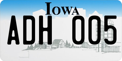 IA license plate ADH005