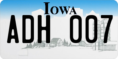 IA license plate ADH007