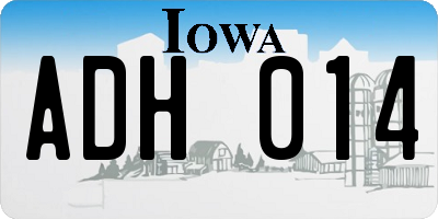 IA license plate ADH014