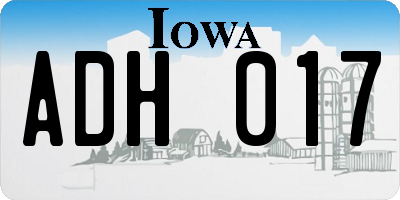 IA license plate ADH017