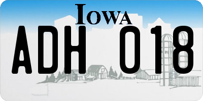 IA license plate ADH018