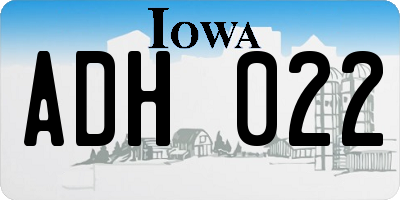 IA license plate ADH022