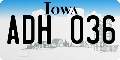 IA license plate ADH036