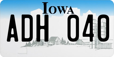 IA license plate ADH040