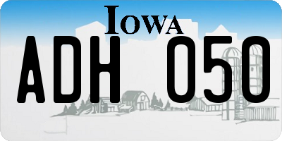 IA license plate ADH050