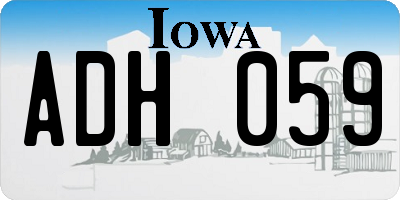 IA license plate ADH059