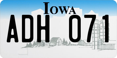 IA license plate ADH071
