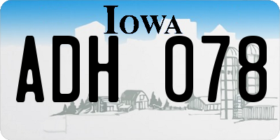 IA license plate ADH078