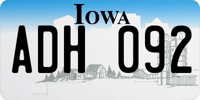 IA license plate ADH092