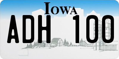 IA license plate ADH100