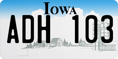 IA license plate ADH103
