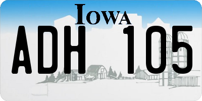 IA license plate ADH105