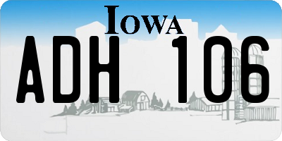 IA license plate ADH106